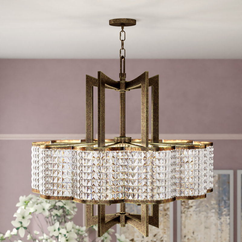 Lustre géométrique à 10 lumières Belisle, Bronze magnifique peint à la main