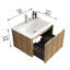 Meuble-lavabo suspendu de 61 cm avec lavabo en surface solide blanche, armoire de salle de bain murale en chêne miel rayé, meuble-lavabo moderne préassemblé-86991635