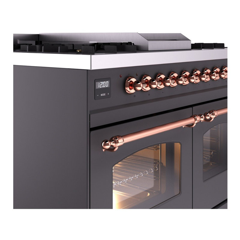 ILVE Nostalgie II 40 in Dual Fuel Range, Natural Gas, Graphite Matte/Copper