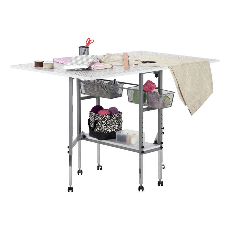 Orwell Fabric Cutting Table with Grid and Storage