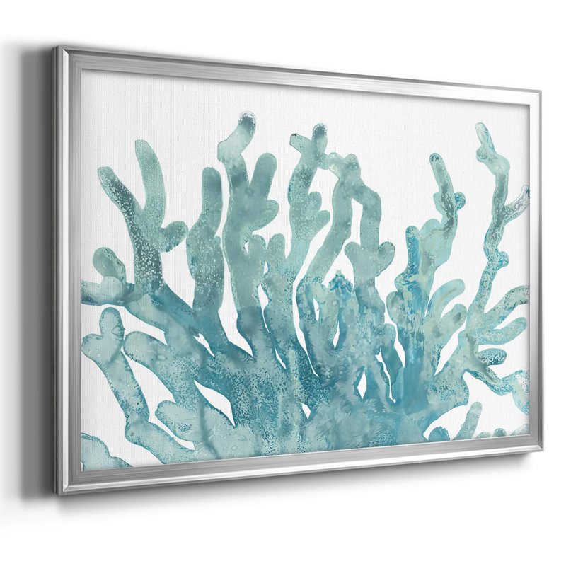 Blue Macro Coral III, reproduction d'art sur toile, Argent, H 30 po x l 44 po x P 1,5 po
