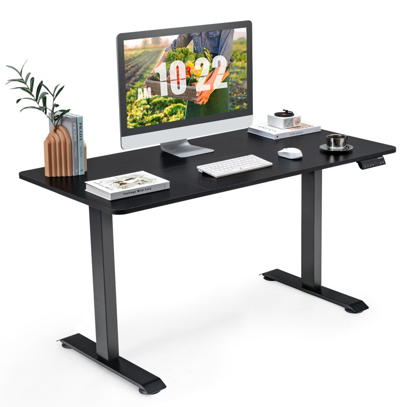 Adjustable Height Steel Standing Desk, Black, Black