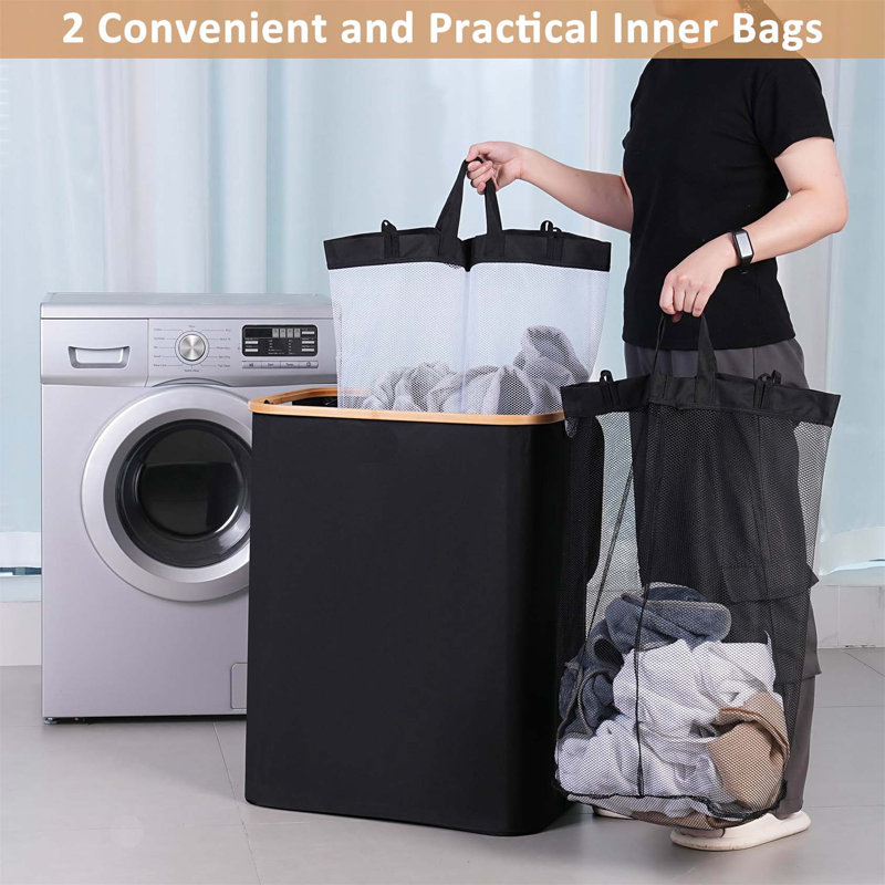 Bhargava Laundry Hamper with Handles, Black