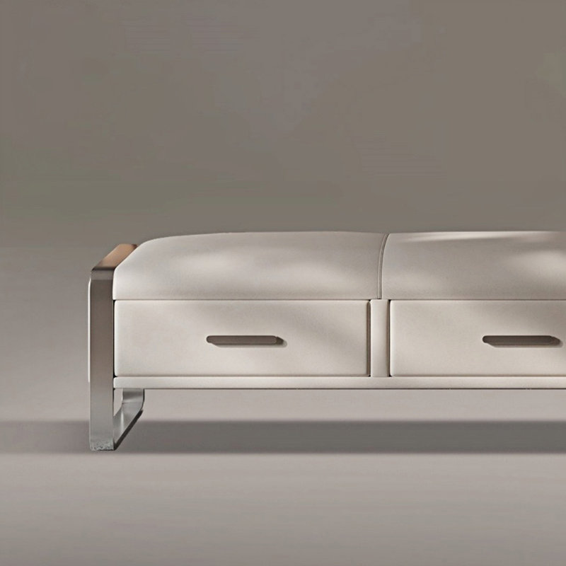 Banc de rangement rembourré en microfibre Esthen, Blanc