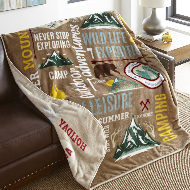 Hi Pile Camping Adventure Oversized Fleece Throw Blanket