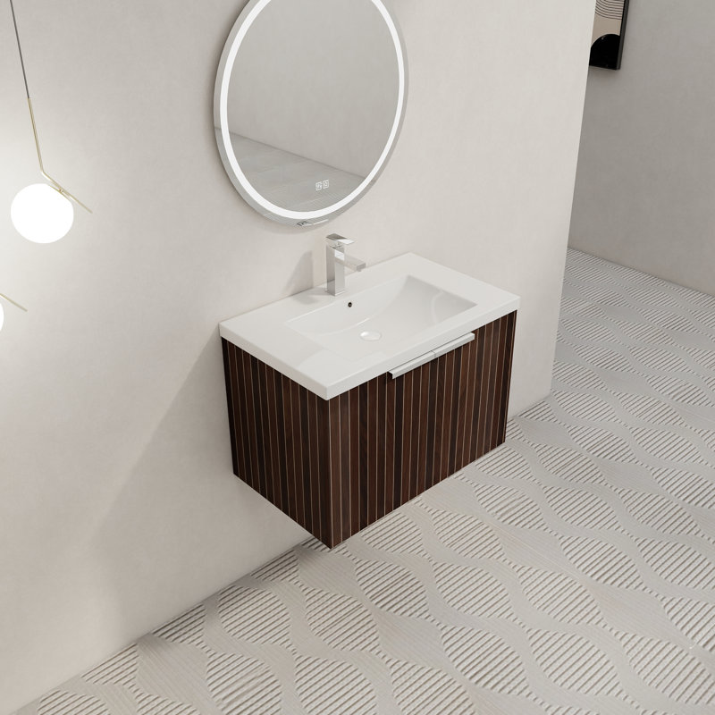 Meuble-lavabo mural moderne 30 po avec lavabo en résine