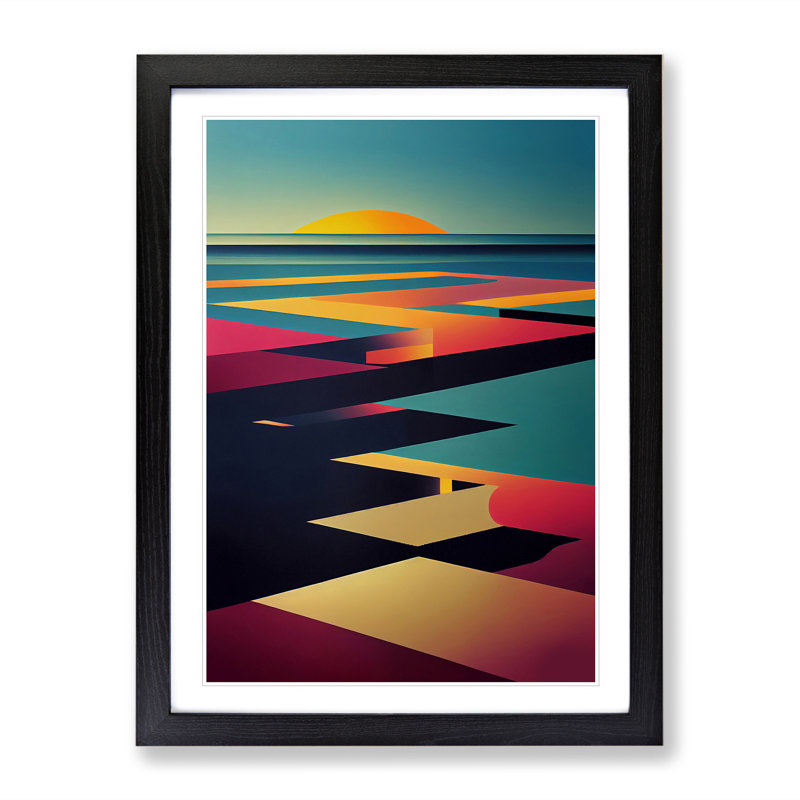 Ravishing Abstract Sunset - Single Picture Frame Print, Black Framed, 64cm H x 46cm W x 2cm D