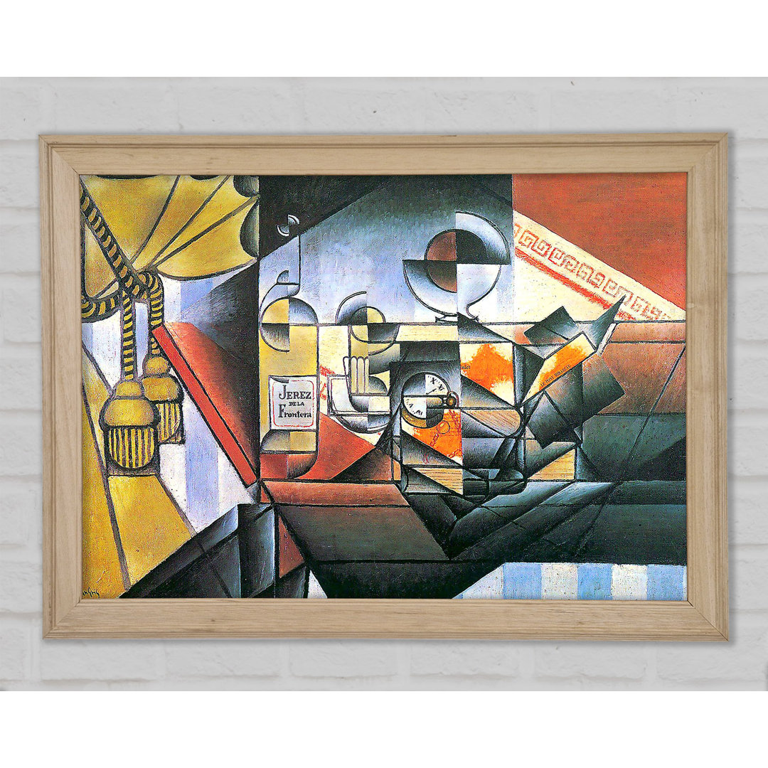 Juan Gris Uhr und Flasche Jerez De La Frontera - Einzelner Bilderrahmen Kunstdrucke