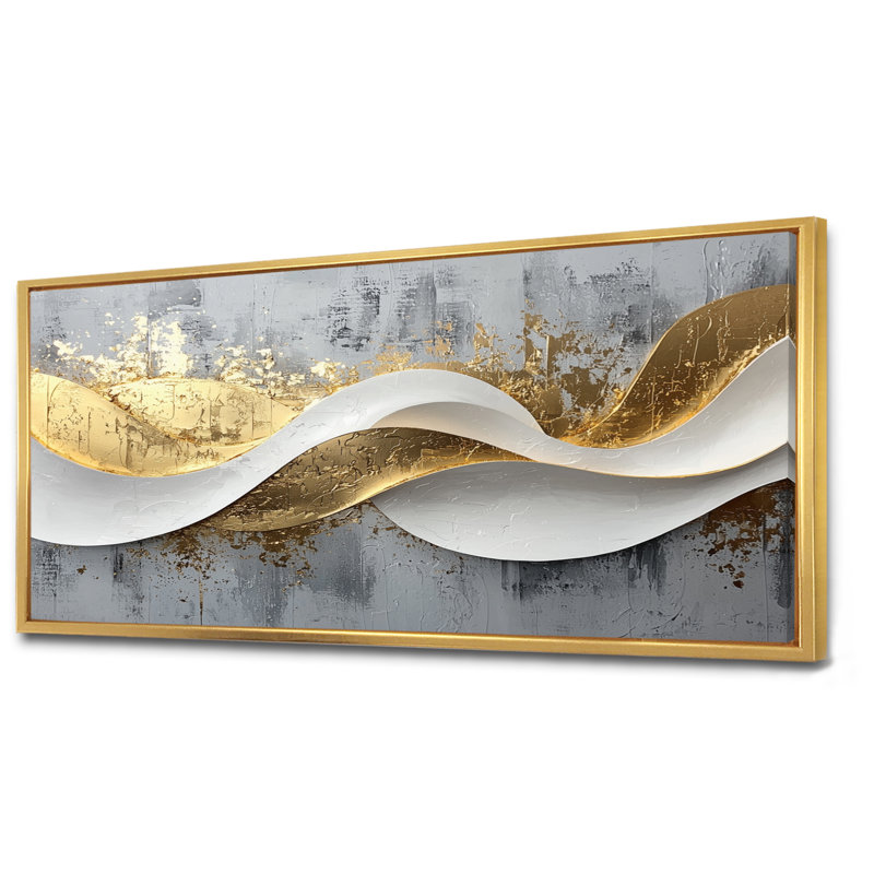 Amick V - Abstract Large Wall Art, 28" H x 60" W, Floater Framed, Gold