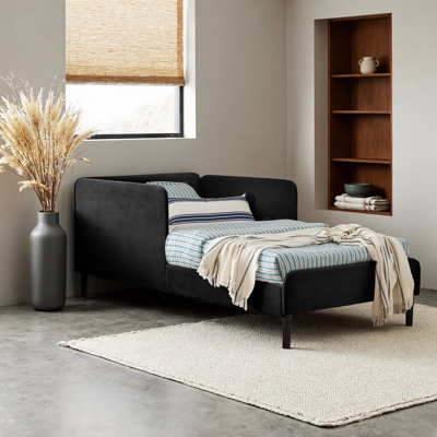 Upholstered Sofa Bed with 2 Storage Drawers | Adjustable Velvet Platform Bed Frame | Convertible Daybed for Living Room, Guest Room, or Home Office