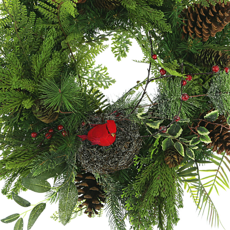 26" Fern And Evergreen Holiday Wreath