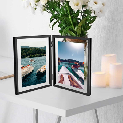 Cadre en métal flottant articulé avec verre véritable