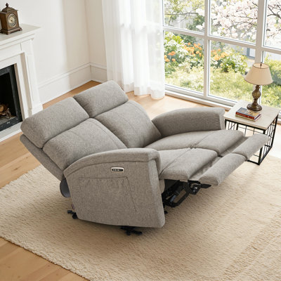 60.2" Power  Recliner Loveseat Sofa with Vibration, Dual Heating, Adjustable Headrest, Fabric