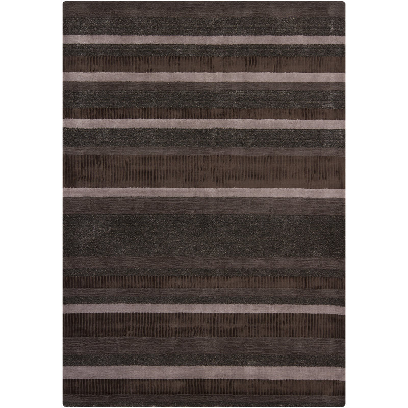 Tapis contemporain tissé à la main Amigo en brun / noir / beige, Rectangle 5 pi x 7 pi 6 po