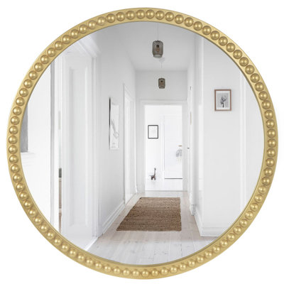 Chelbe Solid Wood Round Mirror