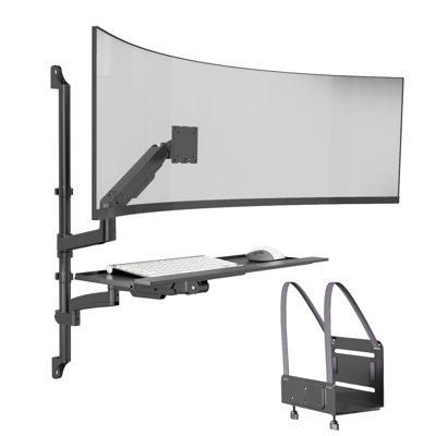 Poste de travail mural robuste pour écrans jusqu'à 49 po Ultrawide