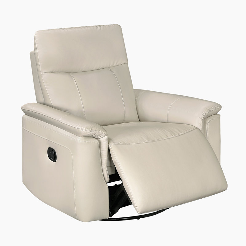 Laurent 35" Modern & Contemporary Swivel Glider Top Grain Leather Match Reclining Chair with 360-Degree Swivel & Gentle Gliding Motion