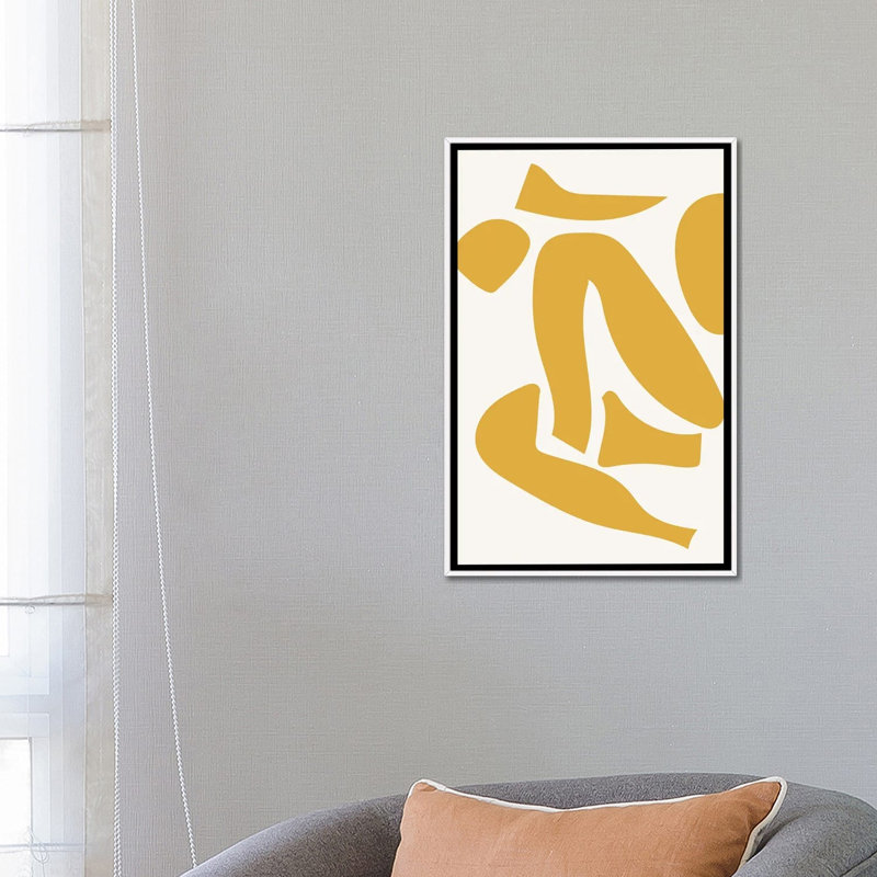 « Déconstruit jaune » par Mambo art studio-impression, Pas de tapis, Toile blanche encadrée, H 26 po x l 18 po x 1,5 po
