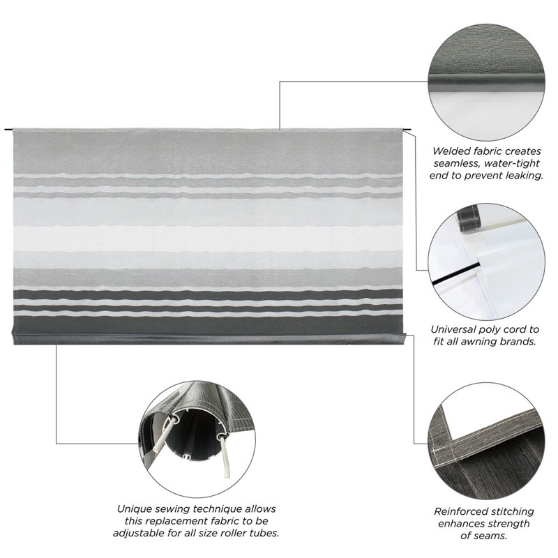 ALEKO Black Fade Vinyl 10' x 8' RV Awning Fabric Replacement