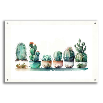 «Cactus Lin up» par Svetlana Aleynikova, art mural en verre acrylique, 36 po x 24 po