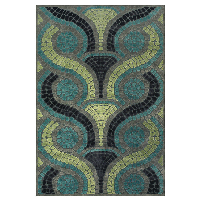 Geometric Blue/Yellow Area Rug, Rectangle 7'6" x 10'6"