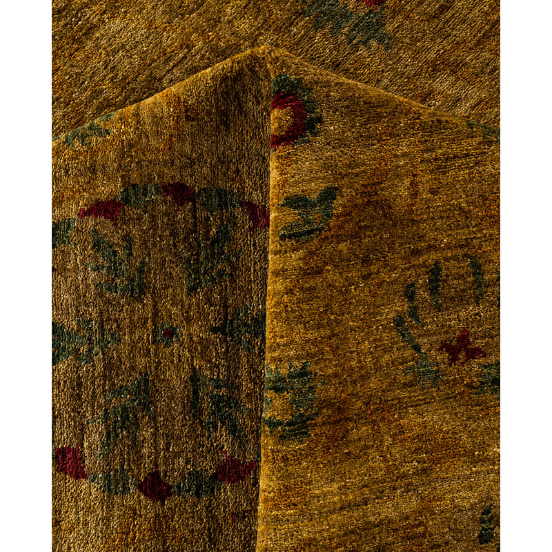 Overdyed Hand-Knotted Wool Modern-Contemporary Gold Area Rug 9' 4" x 12' 10"