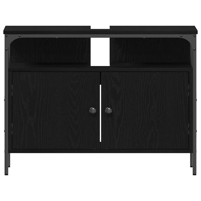  Bathroom Sink Cabinet 80 X 30 X 60 Cm Engineered Wood, Black Oak