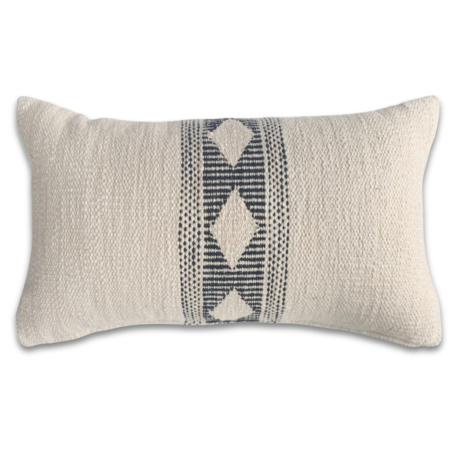 PILLOWPIA Gemma Lumbar Decorative Slub Cotton Pillow Cover with Brass Zipper & Poppy Tape