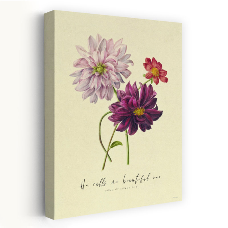 «He Calls Me Beautiful One Elegant Romantic Vintage Dahlia», art mural, H 36 po x l 24 po