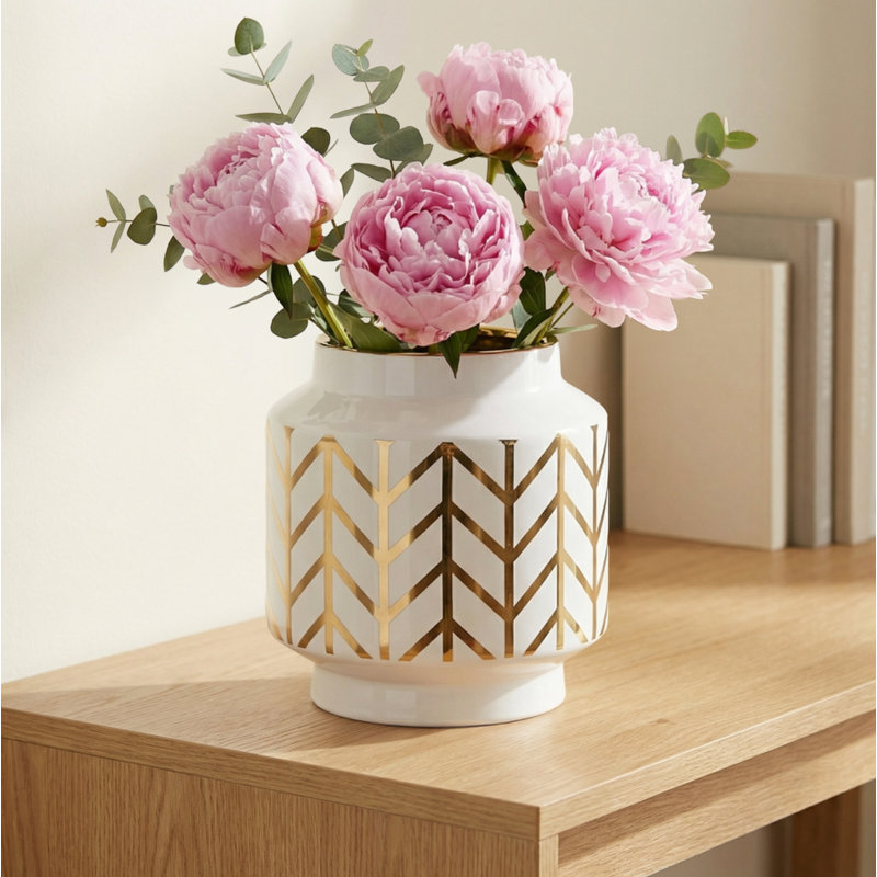 Vase en céramique 6 po, Blanc, H 6,5 po x l 6 po x P 6 po