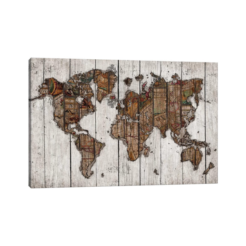 Carte en bois - Giclée sur toile tendue avec châssis