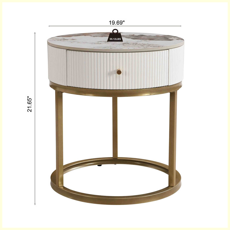 Modern Round Side Table with storage
