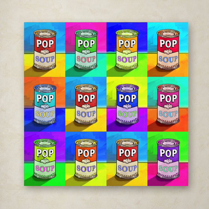 « pop art soupe », reproduction d’impression sur toile tendue, H 35 po x l 35 po