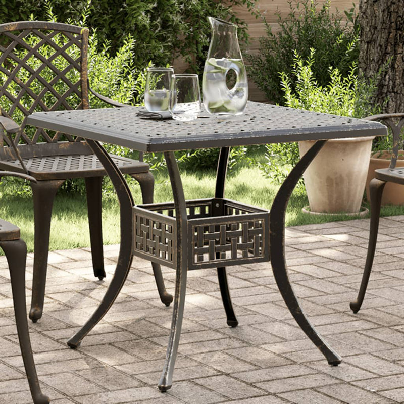 Carnlea Square Metal Outdoor Dining Table - 80 cm W 80 cm D, Black, Bronze