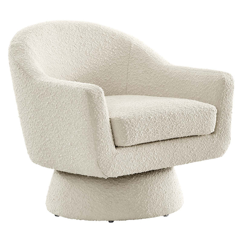 Modway Astral Boucle Fabric Swivel Chair, Ivory Polyester Blend
