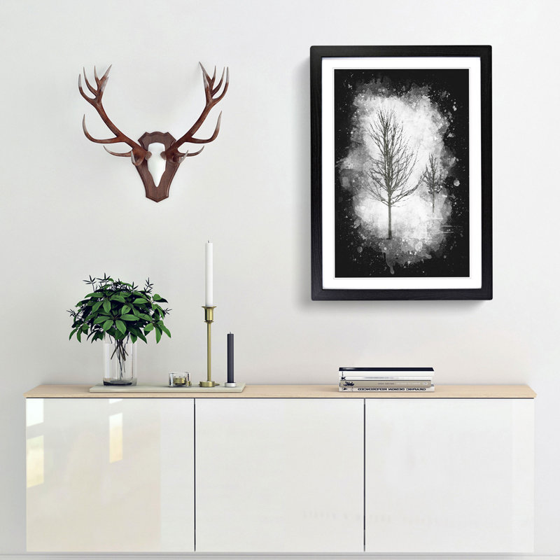 Winter Trees Abstract - Picture Frame Graphic Art Print, 45cm H x 33cm W x 2cm D, Black Framed