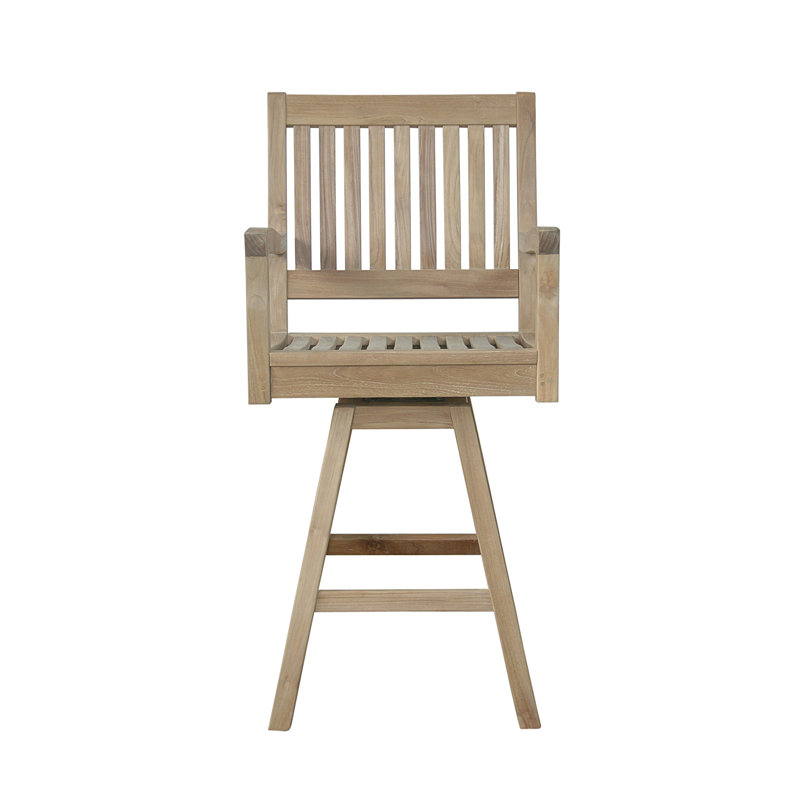 Rialto Outdoor Teak Swivel Bar Stool, (No Cushion)
