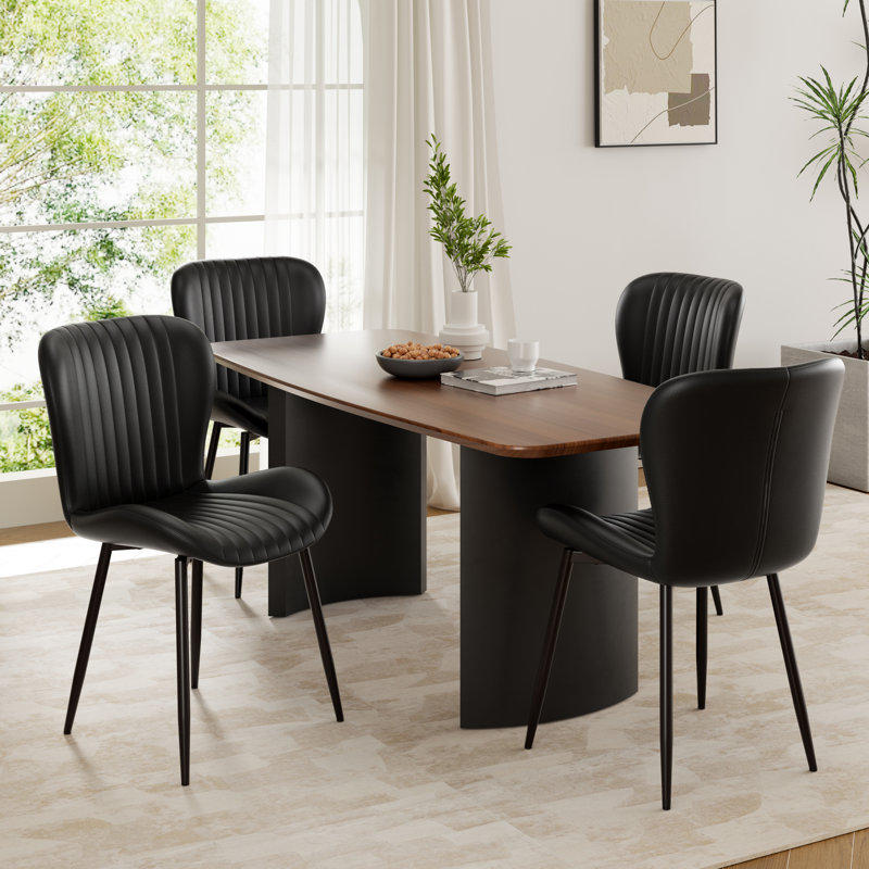 Chaise d'appoint rembourrée Modern (ensemble de 4), 4, Noir