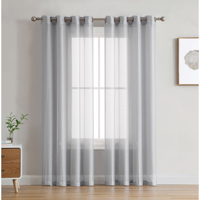 Carmille Semi-Sheer Grommet Curtain Panels, Silver Gray, 37" W x 84" L
