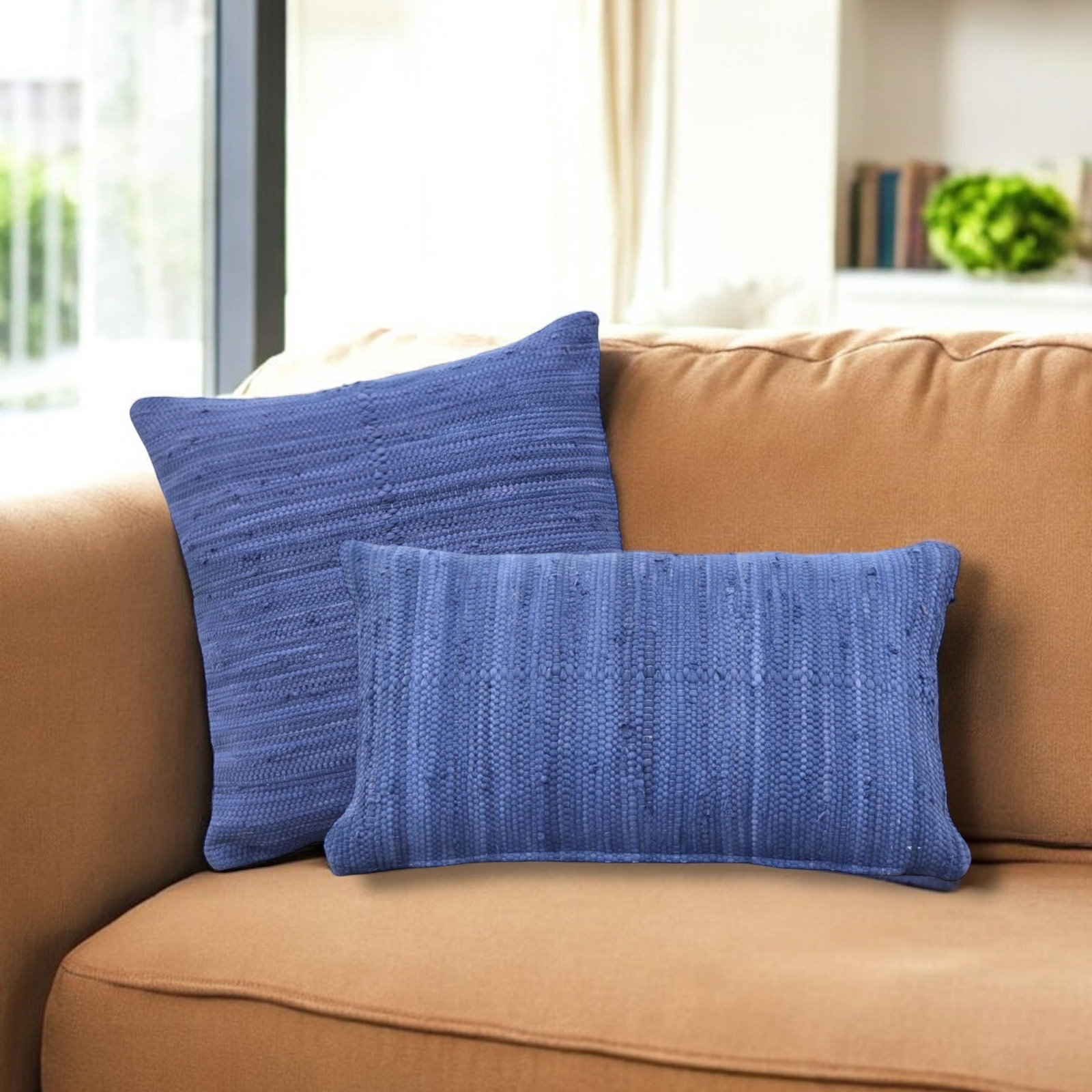 Cotton Pillow Cover, Rectangular 14"H x 24"W, Marine Blue
