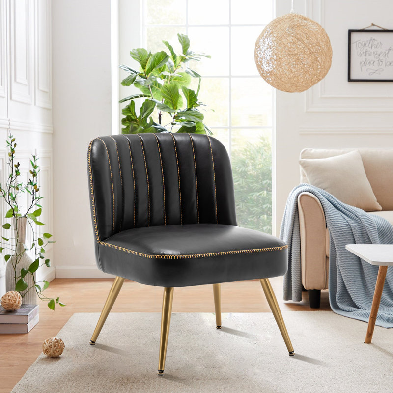 Chaise d'appoint capitonnée de 23,6 po Milla, Noir