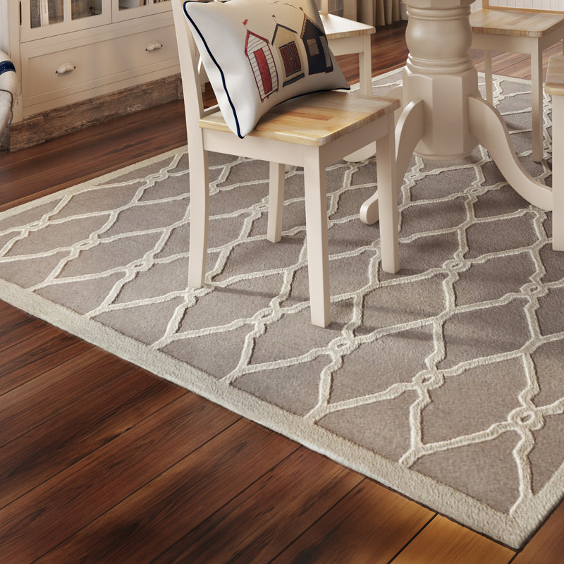Cannen Hand Tufted Wool Geometric Rug, Rectangle 6' x 9'