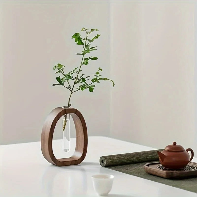 Mini pot à fleurs en bois massif noyer
