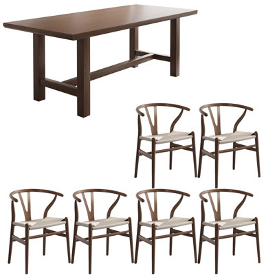 Chinese style vintage solid wood dining table set