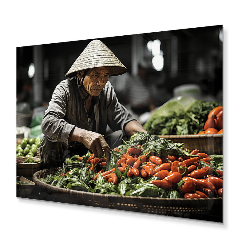 Farmers in Vietnamese Farmers Market II - impression sans cadre sur métal, H 24 po x l 32 po x P 1 po