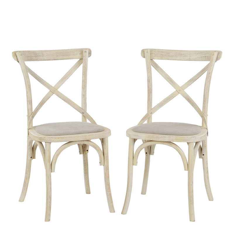 Basche 48cm H Solid Wood Cross Back Side Chair, Natural