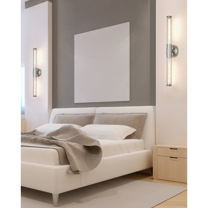 Appliques murales pour salle de bain à 2 lumières avec luminaire de salle de bain 27 po, Nickel brossé