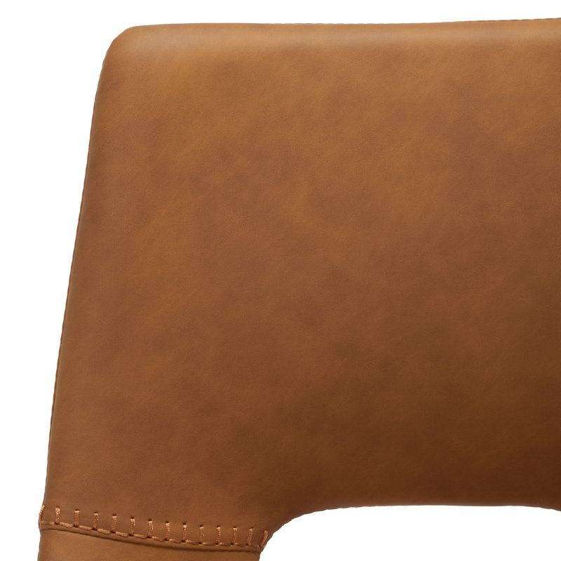 Upholstered Counter Stool with Metal Frame, Cognac