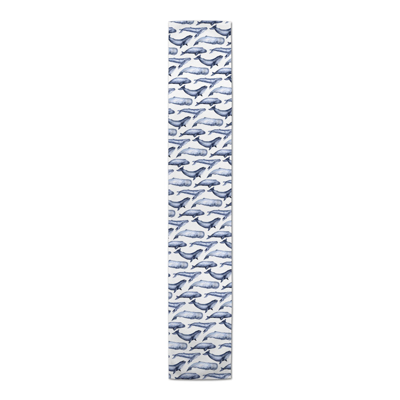Buncie Rectangle Polyester Table Runner, 72" x 16", Navy Blue