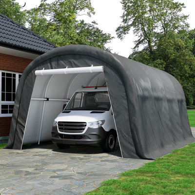 20 Ft. D Carport Galvanized Steel Portable Garage Storage Shed Canopy